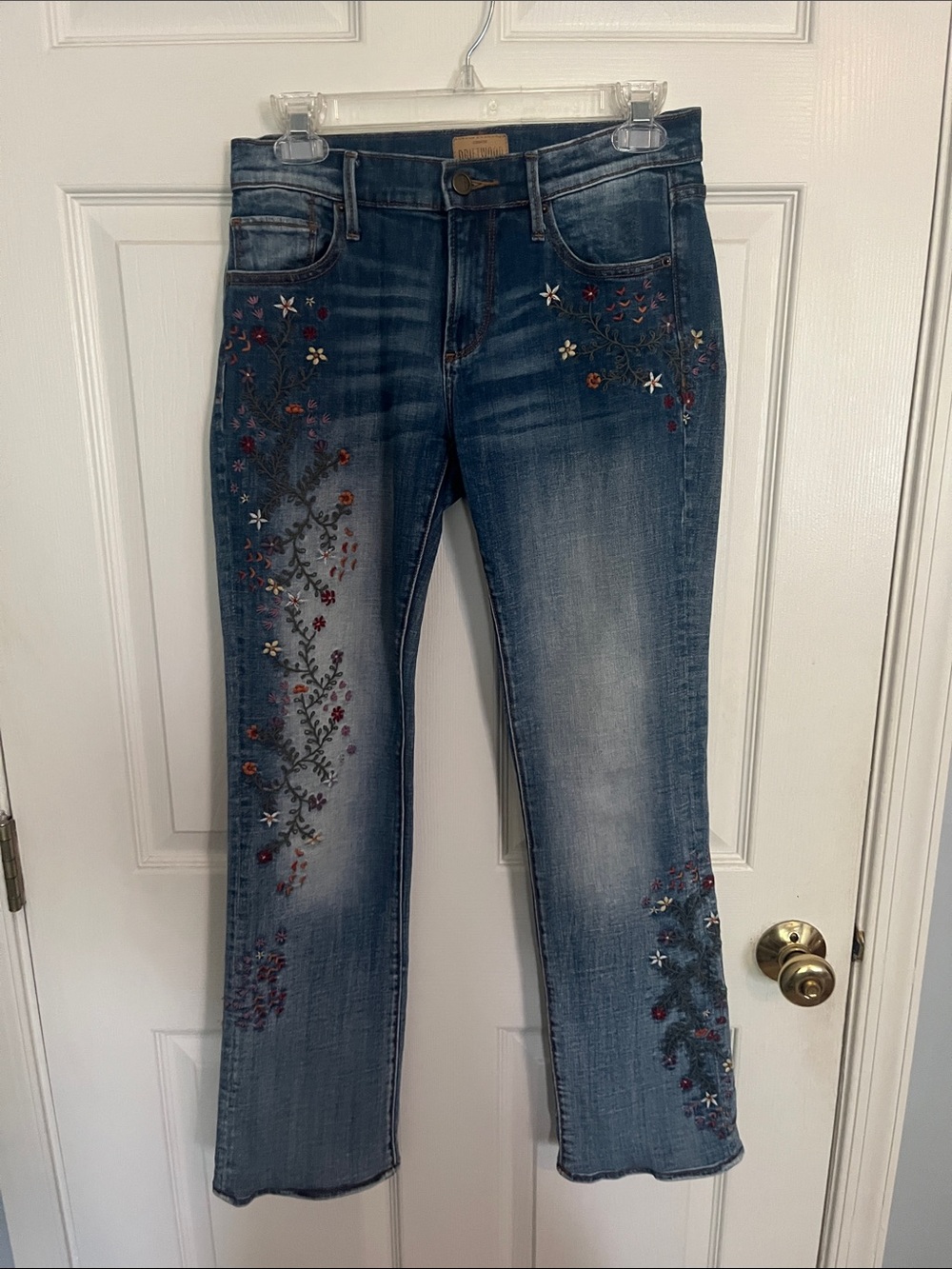 DRIFTWOOD Blue Embroidered Flare Jeans